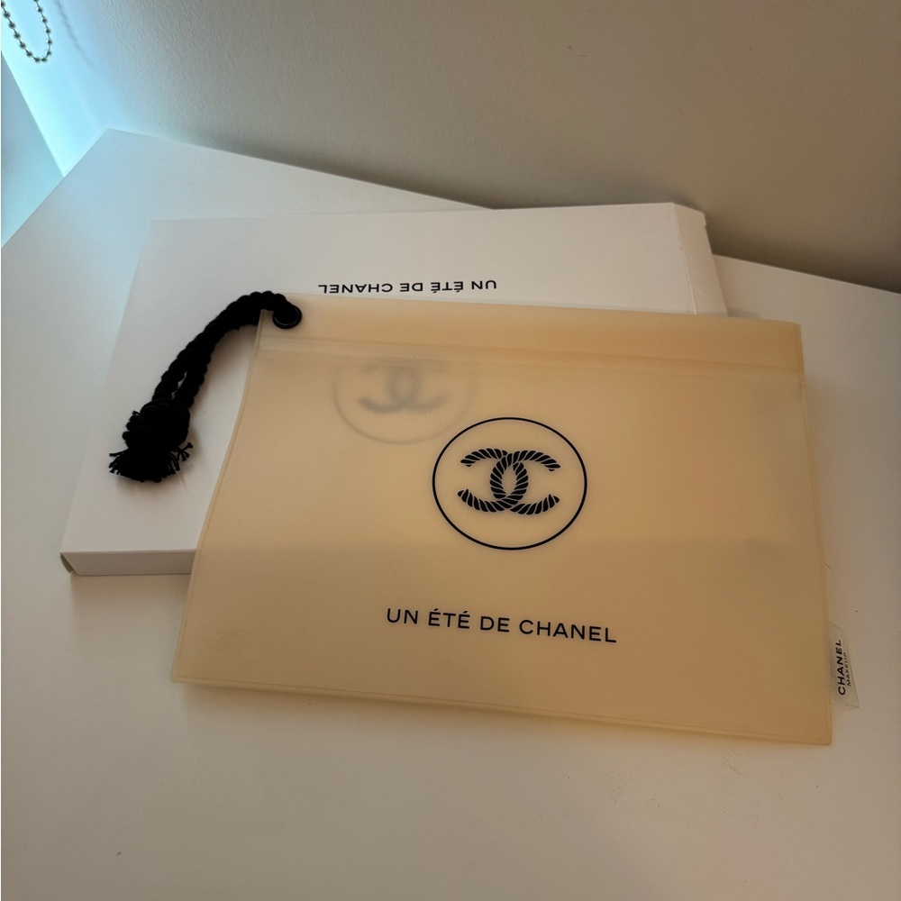 CHANEL Beauty Cream Pouch with Black Logo